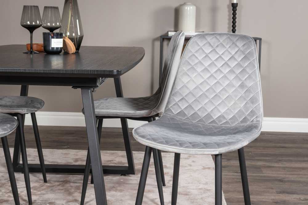 Venture Design Valgomasis stalas, Inca pratęsimas, 75x160x85 cm, Juodas, Valgomasis kėdė, Polar Diamond, 52x86x44 cm, Pilka