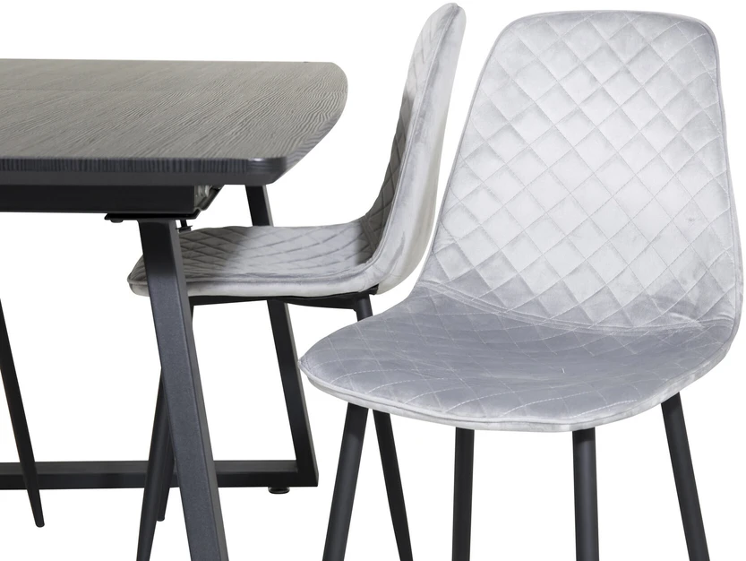Venture Design Valgomasis stalas, Inca pratęsimas, 75x160x85 cm, Juodas, Valgomasis kėdė, Polar Diamond, 52x86x44 cm, Pilka