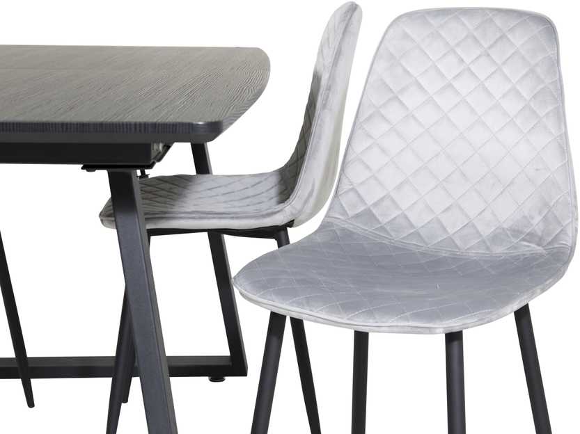 Venture Design Valgomasis stalas, Inca pratęsimas, 75x160x85 cm, Juodas, Valgomasis kėdė, Polar Diamond, 52x86x44 cm, Pilka