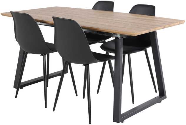 Venture Design Valgomasis stalas, Inka, 160x85 cm, ąžuolas / Valgomasis kėdė, Polaris, 81x45.5 cm, juoda