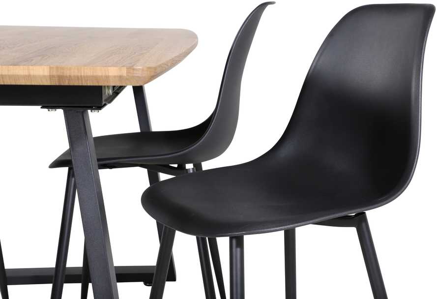 Venture Design Valgomasis stalas, Inka, 160x85 cm, ąžuolas / Valgomasis kėdė, Polaris, 81x45.5 cm, juoda