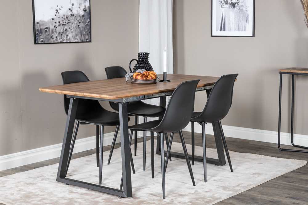 Venture Design Valgomasis stalas, Inka, 160x85 cm, ąžuolas / Valgomasis kėdė, Polaris, 81x45.5 cm, juoda