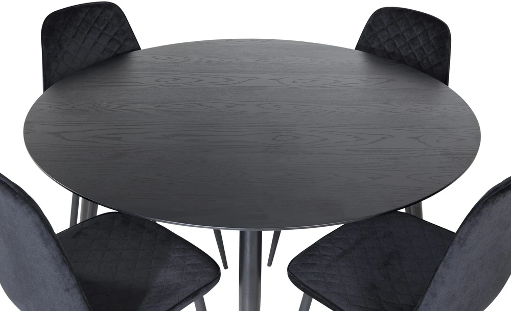 Venture Design Valgomasis stalas ir kėdės rinkinys, Dipp ir Polar Diamond, 115 cm ir 52x86x44 cm, Juoda