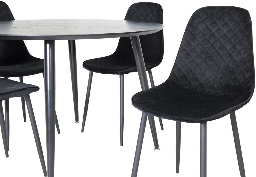 Venture Design Valgomasis stalas ir kėdės rinkinys, Dipp ir Polar Diamond, 115 cm ir 52x86x44 cm, Juoda