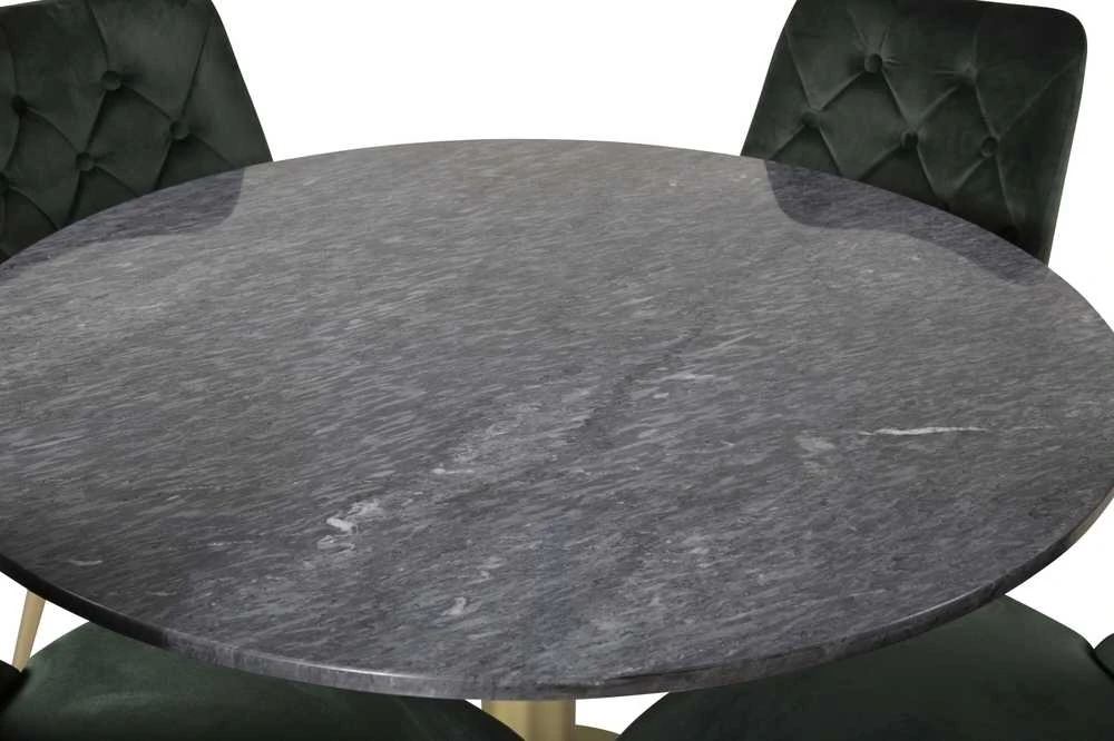 Venture Design Valgomasis stalas ir kėdės rinkinys, Estelle ir aksominis, ø106xA75 cm ir 66x88.5x50 cm, juoda ir žalia