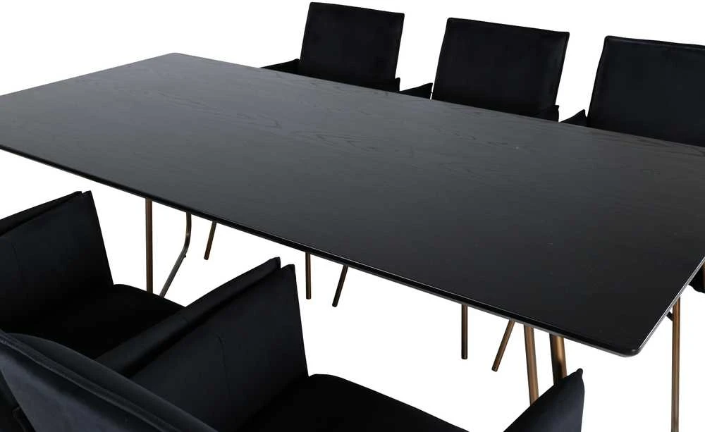 Venture Design Valgomasis stalas ir kėdžių komplektas, Petra, Stalas: 190x90x75 cm Kėdė: 87x57x60 cm, Juoda