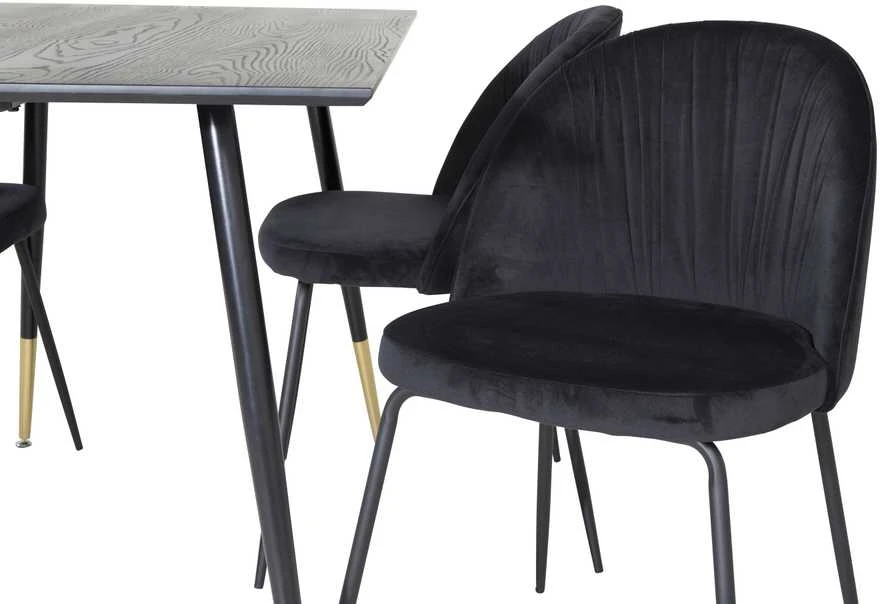 Venture Design Valgomasis stalas ir kėdžių komplektas, Dipp ir Raukšlės, 75x120x85 cm, Juoda