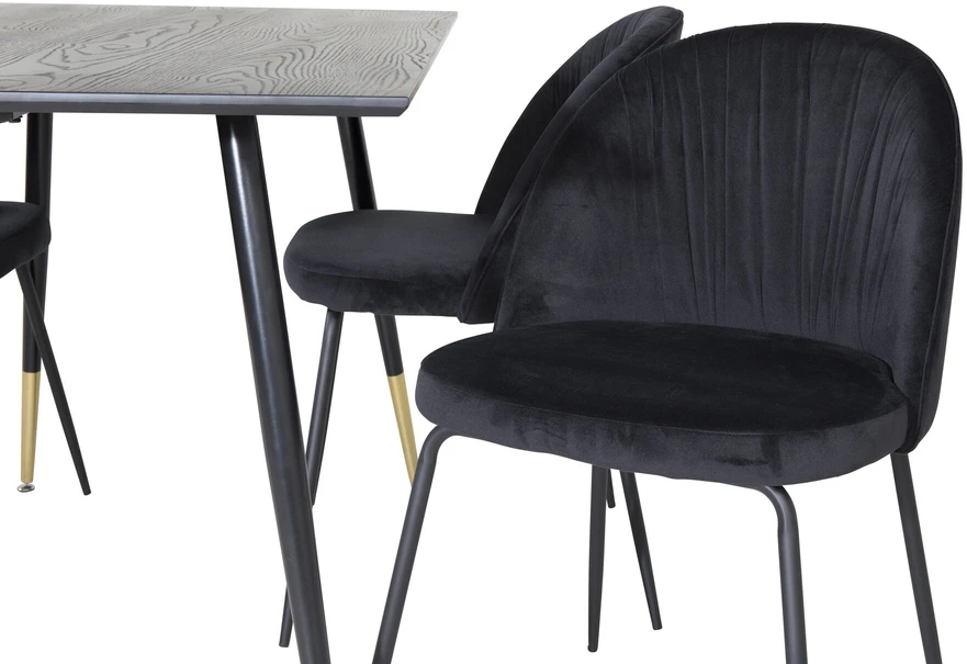 Venture Design Valgomasis stalas ir kėdžių komplektas, Dipp ir Raukšlės, 75x120x85 cm, Juoda