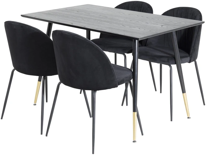 Venture Design Valgomasis stalas ir kėdžių komplektas, Dipp ir Raukšlės, 75x120x85 cm, Juoda