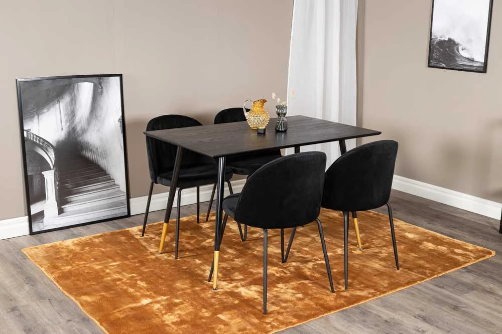 Venture Design Valgomasis stalas ir kėdžių komplektas, Dipp ir Raukšlės, 75x120x85 cm, Juoda