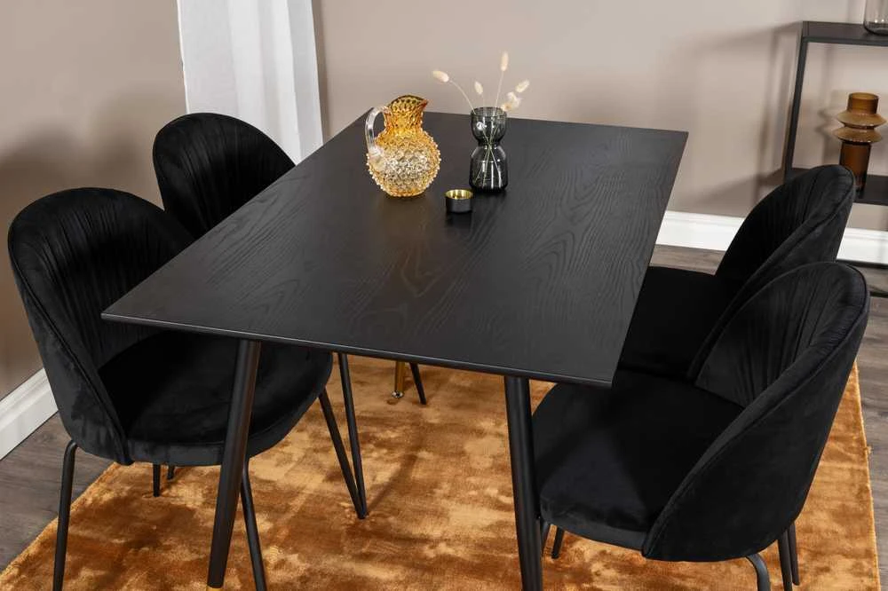Venture Design Valgomasis stalas ir kėdžių komplektas, Dipp ir Raukšlės, 75x120x85 cm, Juoda