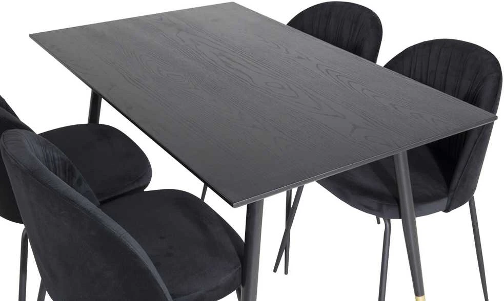 Venture Design Valgomasis stalas ir kėdžių komplektas, Dipp ir Raukšlės, 75x120x85 cm, Juoda