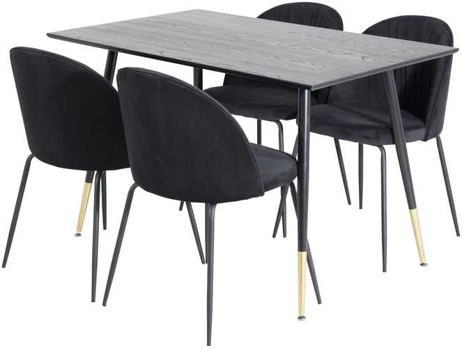 Venture Design Valgomasis stalas ir kėdžių komplektas, Dipp ir Raukšlės, 75x120x85 cm, Juoda