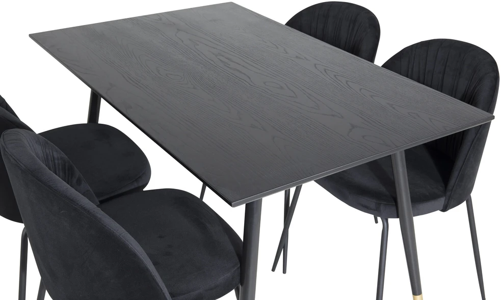 Venture Design Valgomasis stalas ir kėdžių komplektas, Dipp ir Raukšlės, 75x120x85 cm, Juoda