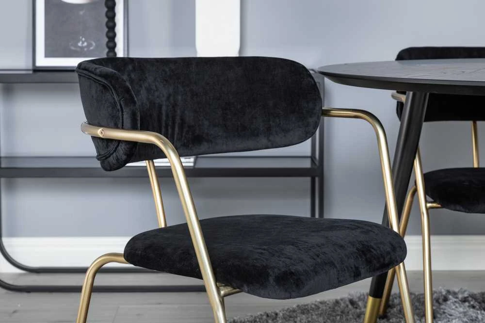 Venture Design Valgomasis stalas ir rankšluostės rinkinys, Dipp ir Arrow, stalas: 115 cm, kėdė: 61x79x58 cm, juoda