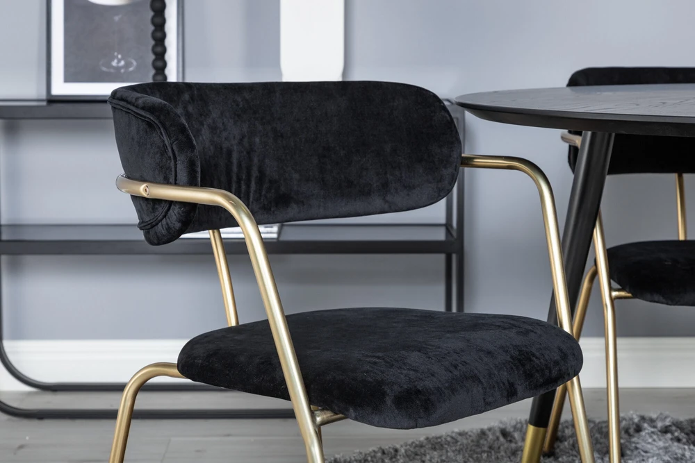 Venture Design Valgomasis stalas ir rankšluostės rinkinys, Dipp ir Arrow, stalas: 115 cm, kėdė: 61x79x58 cm, juoda