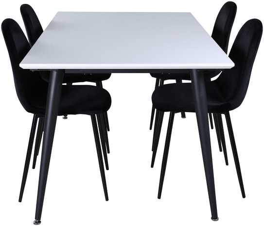 Venture Design Valgomasis stalas, Jimmy, 240x150 cm, Juodas, Valgomasis kėdė, Polar, 88x42.5 cm, Juoda