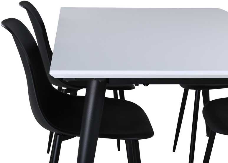 Venture Design Valgomasis stalas, Jimmy, 240x150x90 cm, Juodas ir Balta, Valgomojo kėdė, Polar, 81x45.5x58 cm, Juodas