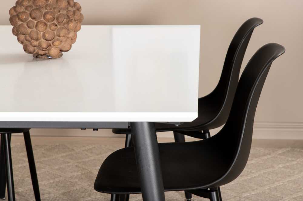 Venture Design Valgomasis stalas, Jimmy, 240x150x90 cm, Juodas ir Balta, Valgomojo kėdė, Polar, 81x45.5x58 cm, Juodas