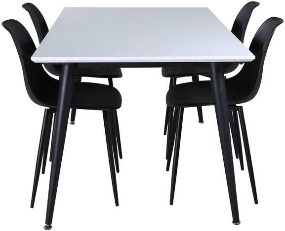 Venture Design Valgomasis stalas, Jimmy, 240x150x90 cm, Juodas ir Balta, Valgomojo kėdė, Polar, 81x45.5x58 cm, Juodas