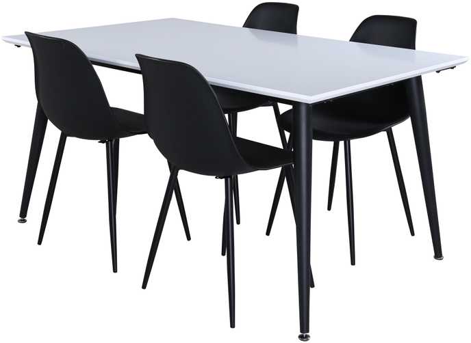 Venture Design Valgomasis stalas, Jimmy, 240x150x90 cm, Juodas ir Balta, Valgomojo kėdė, Polar, 81x45.5x58 cm, Juodas