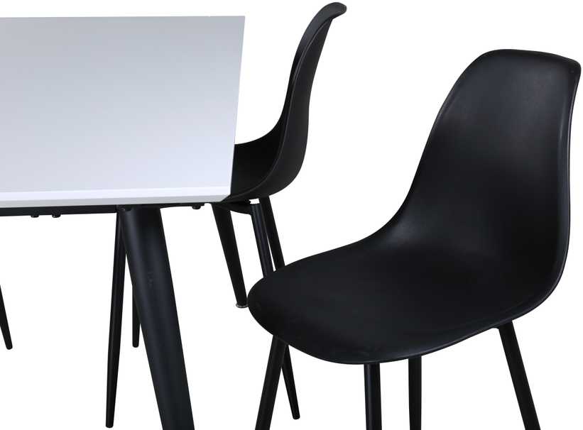 Venture Design Valgomasis stalas, Jimmy, 240x150x90 cm, Juodas ir Balta, Valgomojo kėdė, Polar, 81x45.5x58 cm, Juodas