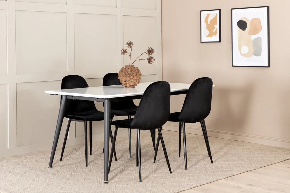 Venture Design Valgomasis stalas, Jimmy, 240x150 cm, Juodas, Valgomasis kėdė, Polar, 88x42.5 cm, Juoda