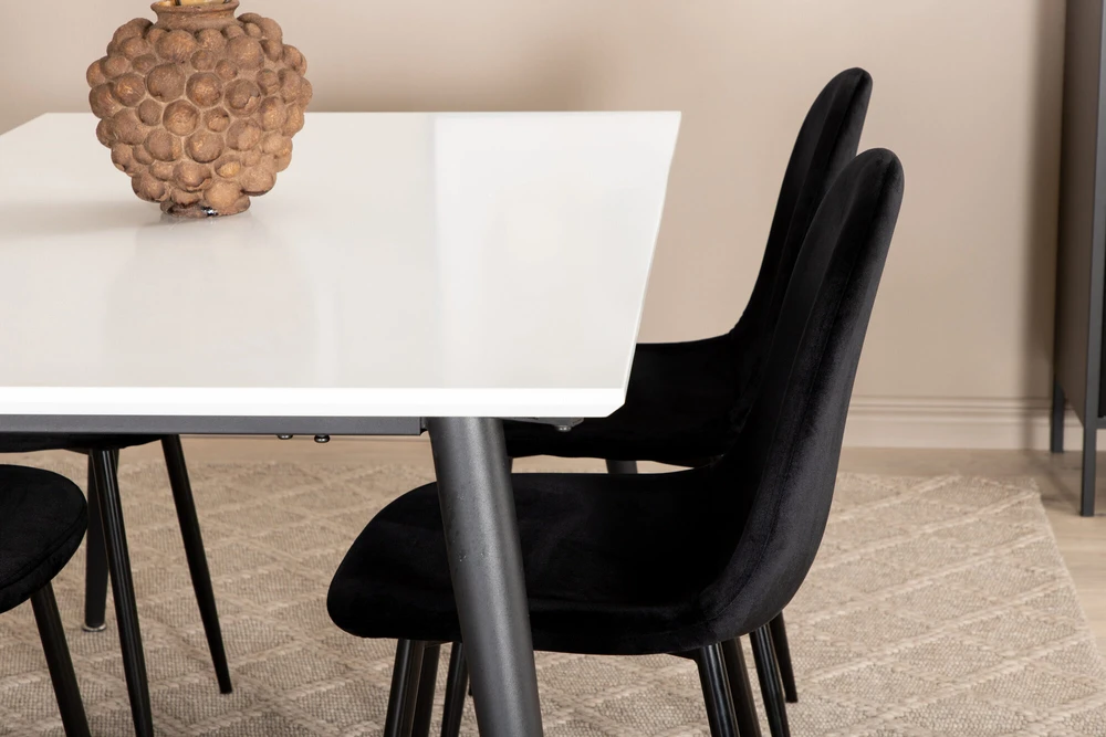 Venture Design Valgomasis stalas, Jimmy, 240x150 cm, Juodas, Valgomasis kėdė, Polar, 88x42.5 cm, Juoda