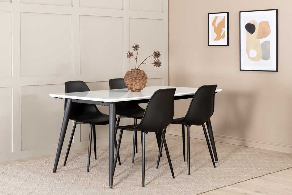 Venture Design Valgomasis stalas, Jimmy, 240x150x90 cm, Juodas ir Balta, Valgomojo kėdė, Polar, 81x45.5x58 cm, Juodas