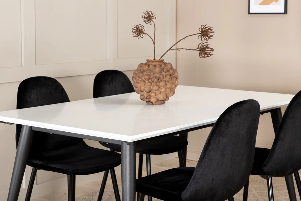 Venture Design Valgomasis stalas, Jimmy, 240x150 cm, Juodas, Valgomasis kėdė, Polar, 88x42.5 cm, Juoda