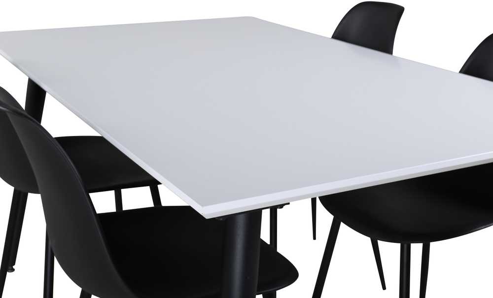 Venture Design Valgomasis stalas, Jimmy, 240x150x90 cm, Juodas ir Balta, Valgomojo kėdė, Polar, 81x45.5x58 cm, Juodas