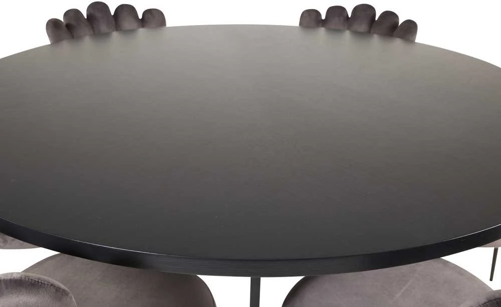 Venture Design Valgomasis stalas, Kopenhaga, ⌀140 cm, Juodas, Kėdė, Limhamn, 54x82.5x44.5 cm, Pilka