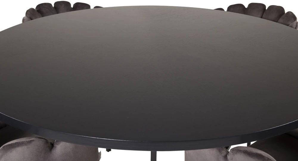 Venture Design Valgomasis stalas, Kopenhaga, ⌀140 cm, Juodas, Kėdė, Limhamn, 54x76 cm, Pilka
