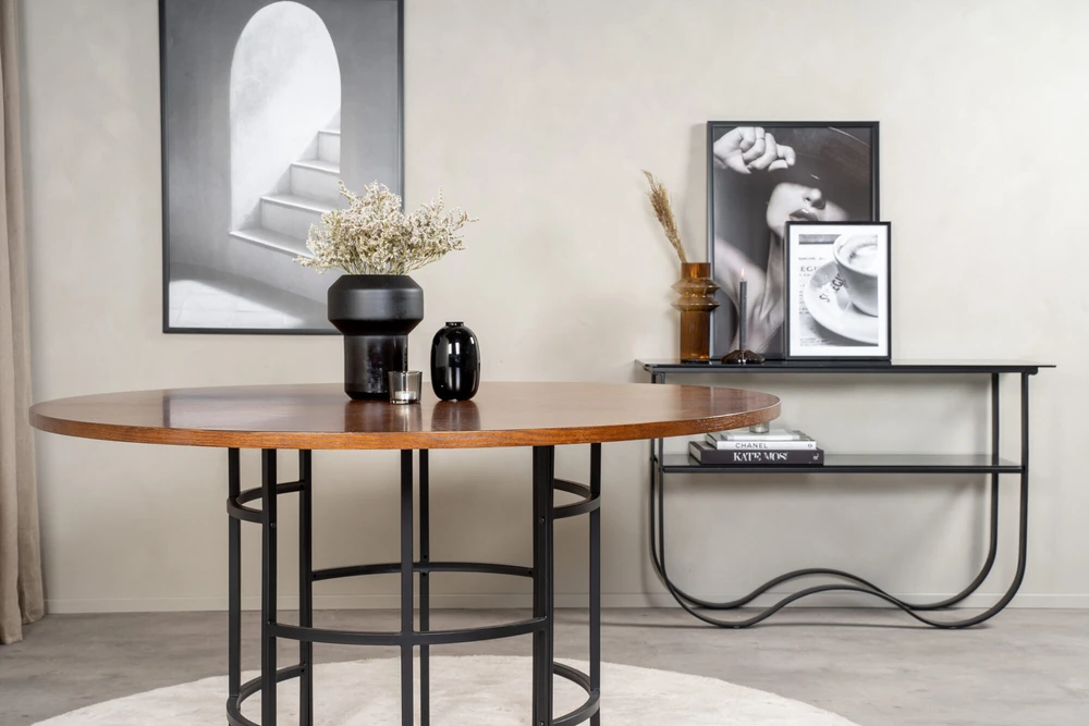 Venture Design Valgomasis stalas, Kopenhaga, ø140 cm, Ruda/Juoda