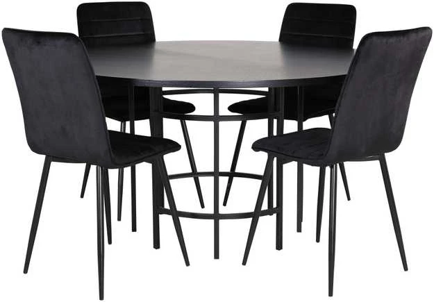 Venture Design Valgomasis stalas, Kopenhaga, 140x74 cm, Juodas / Valgomasis kėdė, Windu Lyx, 49x94x43 cm, Juoda