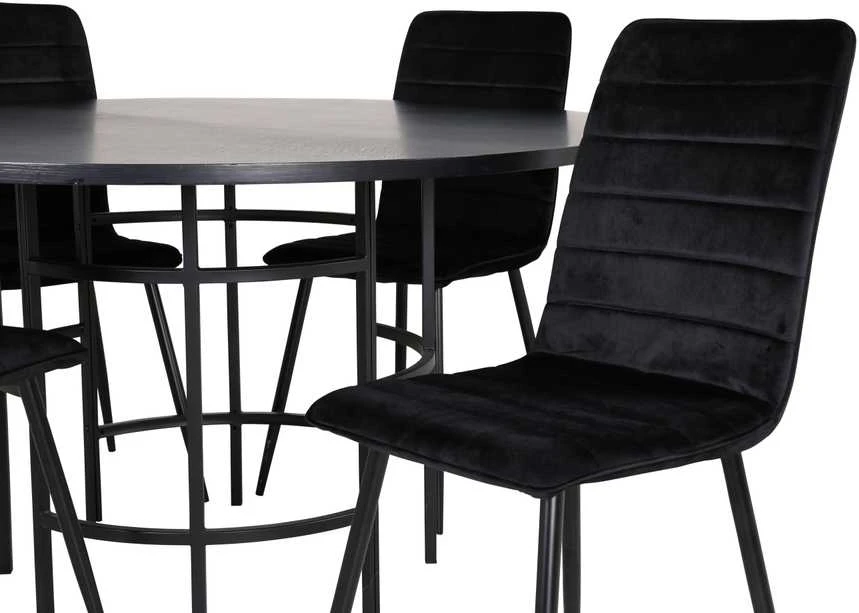Venture Design Valgomasis stalas, Kopenhaga, 140x74 cm, Juodas / Valgomasis kėdė, Windu Lyx, 49x94x43 cm, Juoda