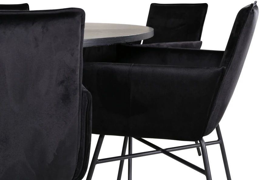 Venture Design Valgomasis stalas, Kopenhaga, 140x74 cm, Juodas / Valgomasis kėdė, Petra, 60x87x57 cm, Juoda