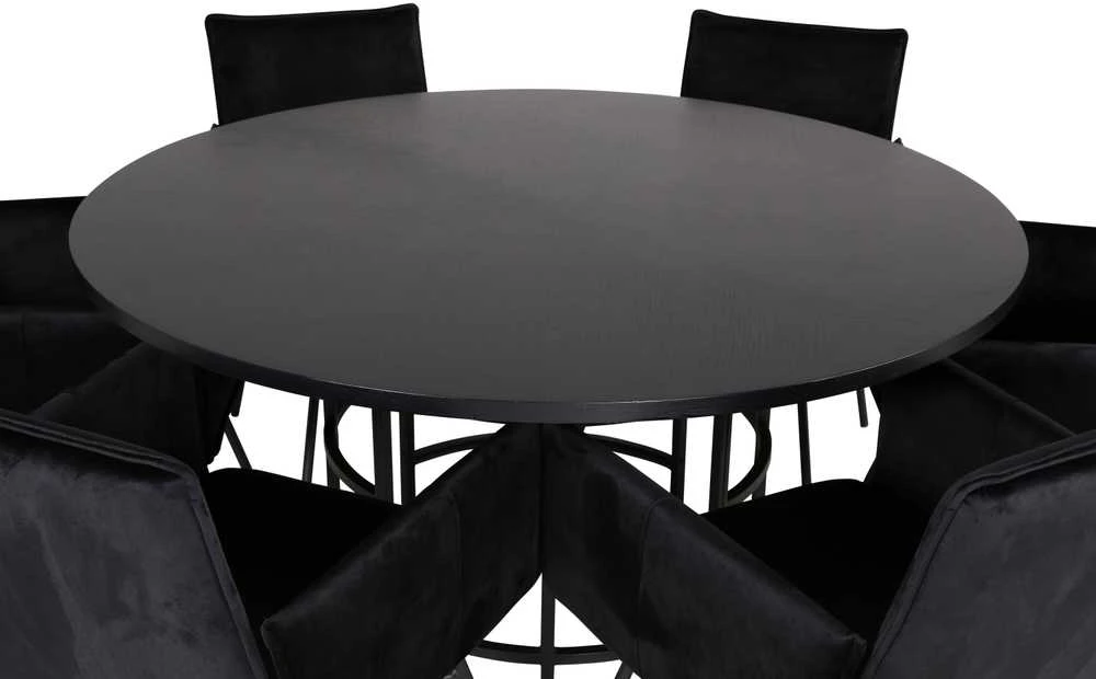 Venture Design Valgomasis stalas, Kopenhaga, 140x74 cm, Juodas / Valgomasis kėdė, Petra, 60x87x57 cm, Juoda