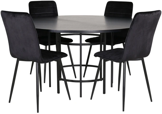 Venture Design Valgomasis stalas, Kopenhaga, 140x74 cm, Juodas / Valgomasis kėdė, Windu Lyx, 49x94x43 cm, Juoda