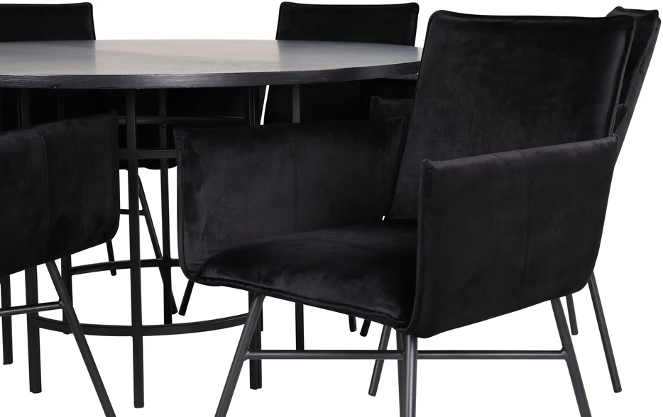 Venture Design Valgomasis stalas, Kopenhaga, 140x74 cm, Juodas / Valgomasis kėdė, Petra, 60x87x57 cm, Juoda