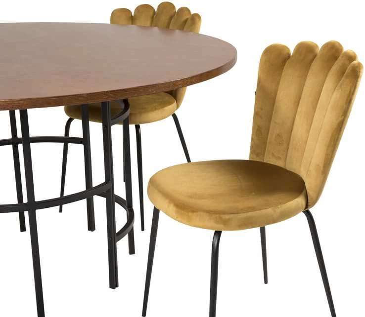 Venture Design Valgomasis stalas, Kopenhaga, ⌀140 cm, Ruda/Juoda+Kėdė, Limhamn Light, 54x82.5x44.5 cm, Aukso spalvos