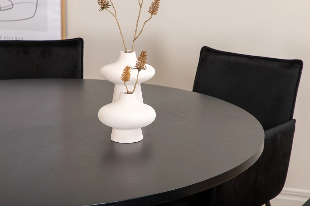 Venture Design Valgomasis stalas, Kopenhaga, 140x74 cm, Juodas + Valgomasis kėdė, Petra, 60x87x57 cm, Juoda