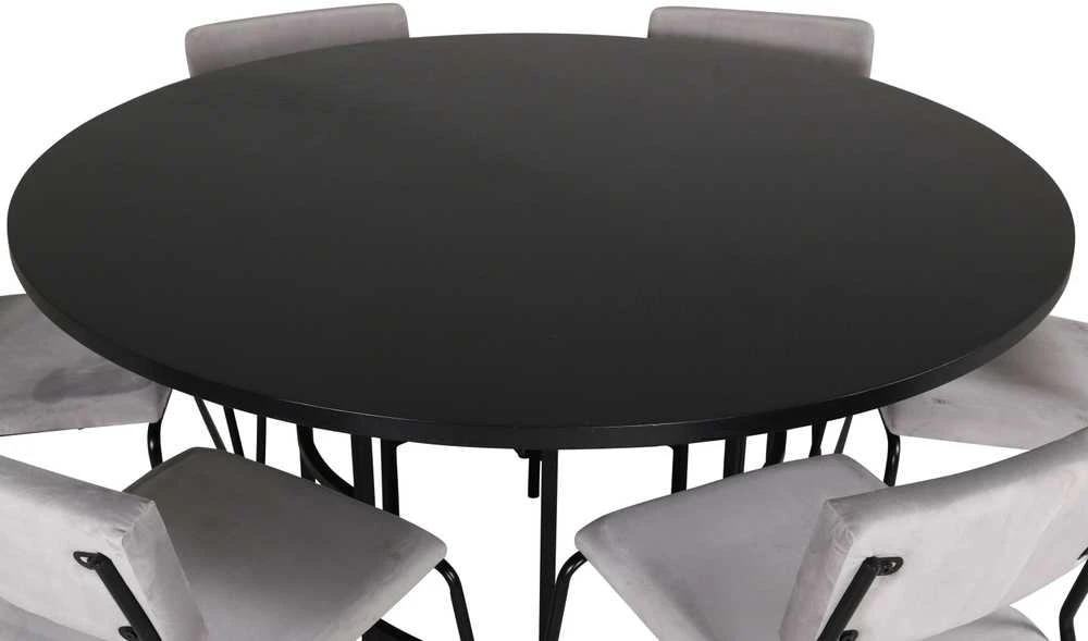 Venture Design Valgomasis stalas, Kopenhaga, 140x74 cm, Juodas + Valgomasis kėdė, Kenth, 52x76x40 cm, Šviesiai pilka