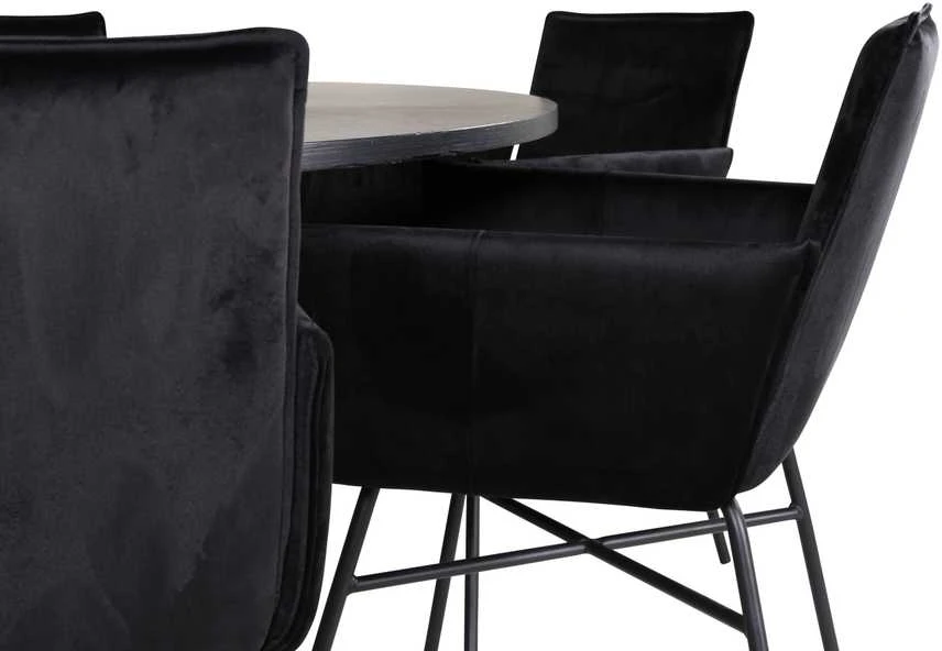 Venture Design Valgomasis stalas, Kopenhaga, 140x74 cm, Juodas / Valgomasis kėdė, Petra, 60x87x57 cm, Juoda