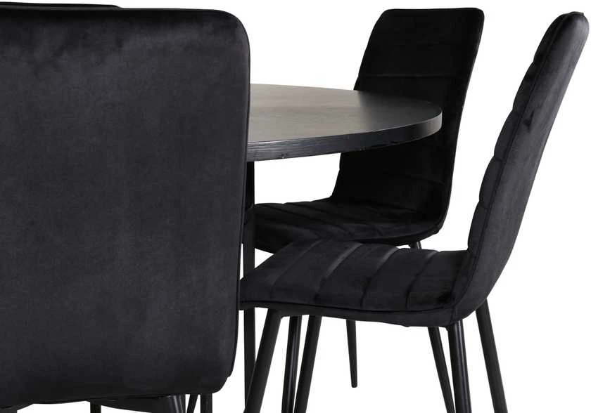 Venture Design Valgomasis stalas, Kopenhaga, 140x74 cm, Juodas + Valgomasis kėdė, Windu Lyx, 49x94x43 cm, Juoda