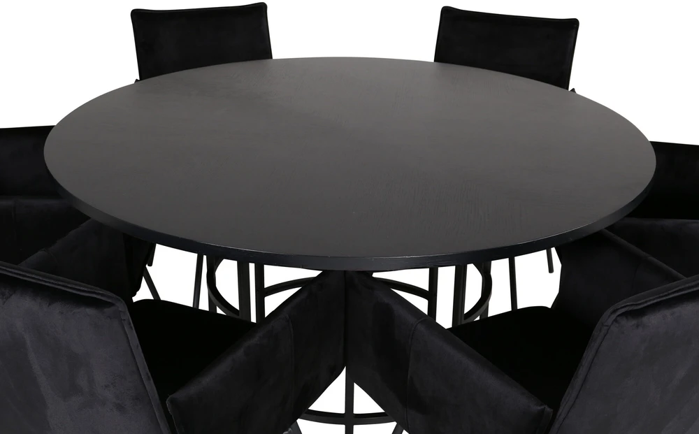 Venture Design Valgomasis stalas, Kopenhaga, 140x74 cm, Juodas / Valgomasis kėdė, Petra, 60x87x57 cm, Juoda