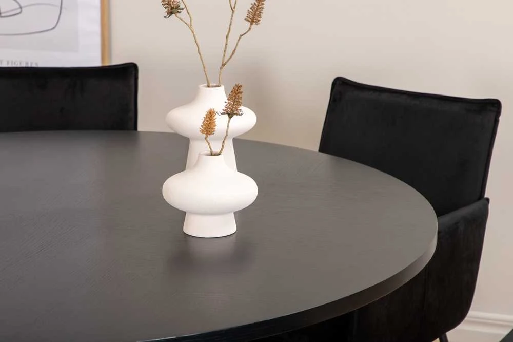 Venture Design Valgomasis stalas, Kopenhaga, 140x74 cm, Juodas + Valgomasis kėdė, Petra, 60x87x57 cm, Juoda