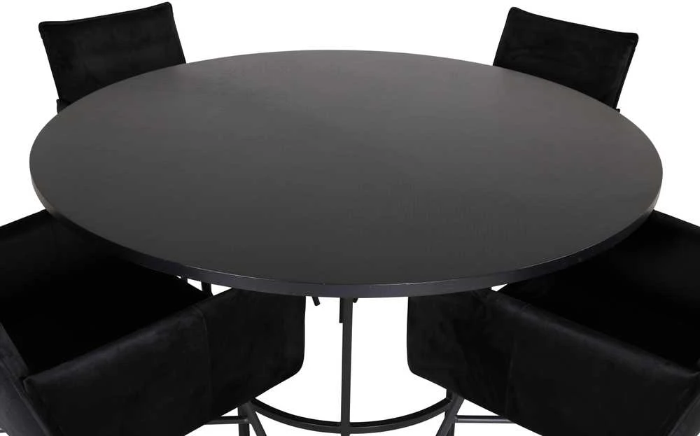 Venture Design Valgomasis stalas, Kopenhaga, 140x74 cm, Juodas + Valgomasis kėdė, Petra, 60x87x57 cm, Juoda