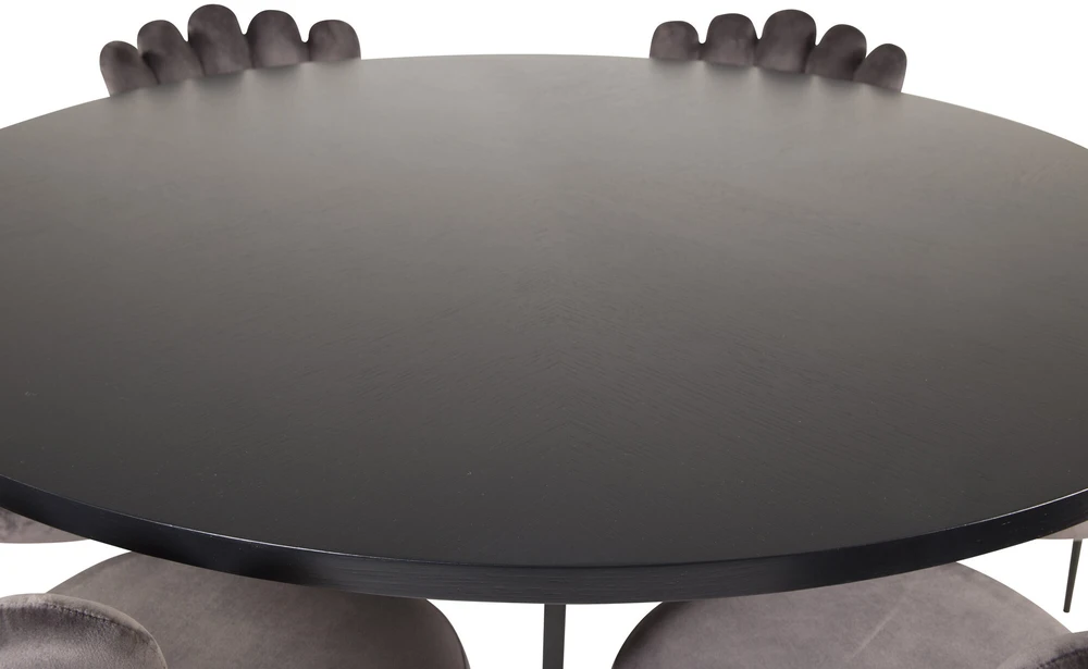Venture Design Valgomasis stalas, Kopenhaga, ⌀140 cm, Juodas, Kėdė, Limhamn, 54x82.5x44.5 cm, Pilka