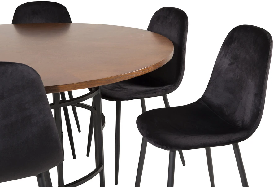 Venture Design Valgomasis stalas, Kopenhaga, ⌀140 cm, Ruda / Valgomasis kėdė, Poliaras, 53.3x88x42.5 cm, Juoda
